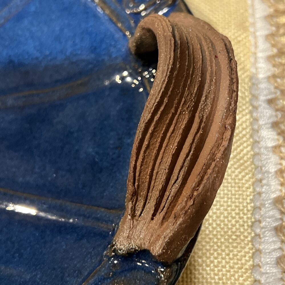 Vintage Studio Art Pottery Oval Tray with Handles Blue Brown - Picture 3 of 10